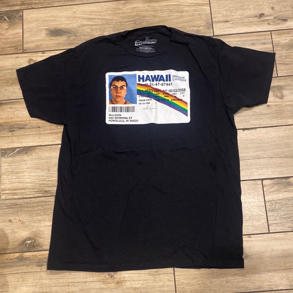 Superbad McLovin Hawaii Drivers License Tee Size L